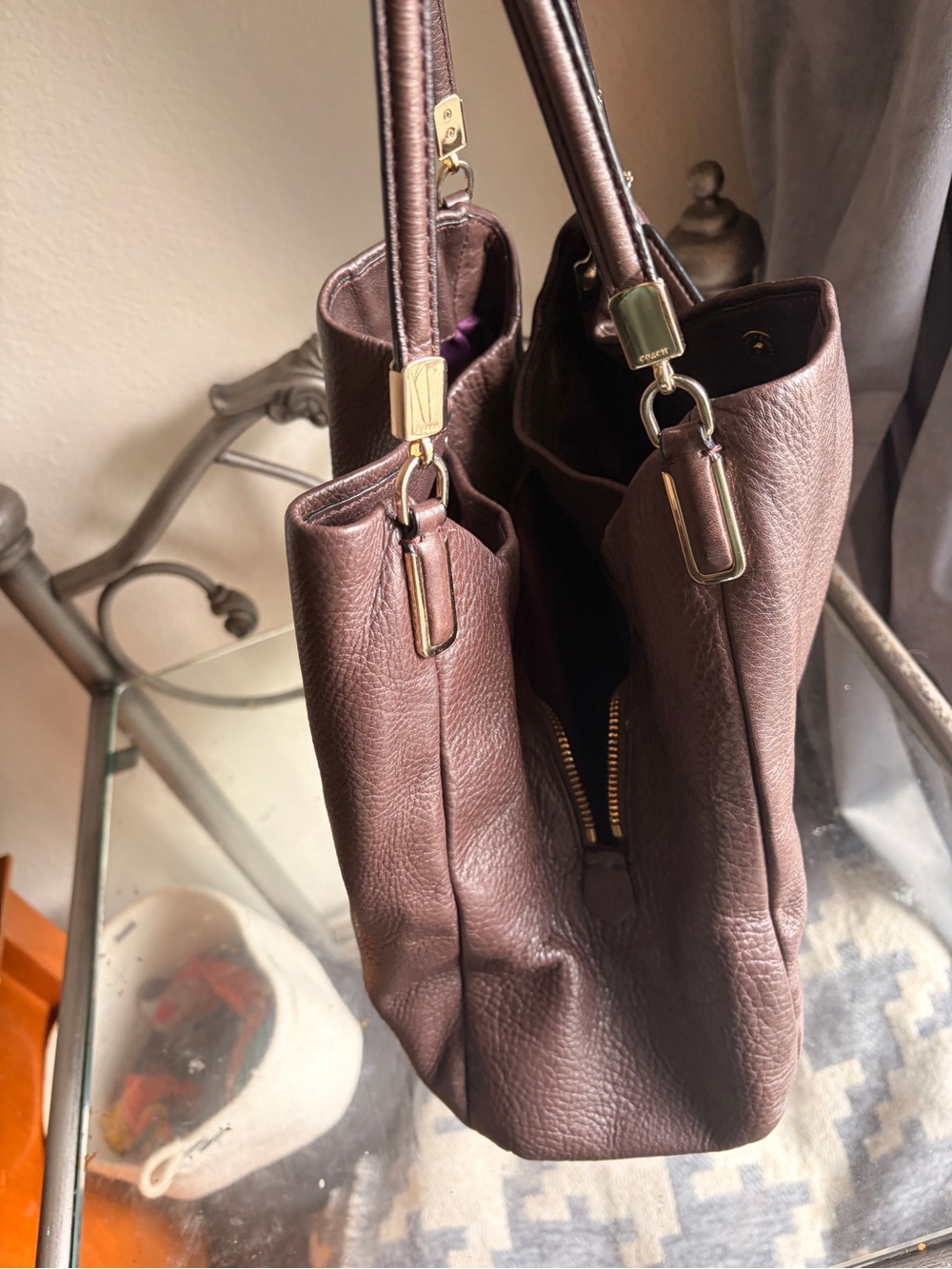 Coach Dark Brown Pebbled Leather Hobo Bag - Picture 2 of 9